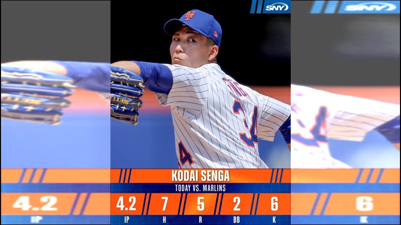 千賀滉大1日登板僅投4.2局失本季新高5分。（圖／翻攝自SNY Mets X）