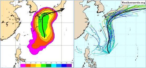 「熱帶擾動」在琉球東方，成颱的機率為40%，在日本本土大迴轉才逐漸提高至60%以上。（圖／洩天機教室）