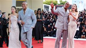 巨石強森（右）與艾蜜莉布朗特（左）主演新片《粉碎機》在威尼斯影展迎來巨大成功。（圖／翻攝自巨石強森IG）