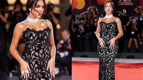 葡萄牙球星C羅的未婚妻喬治娜，在第82屆威尼斯影展上搶盡風采，高調展示價值高達300萬美元的超巨大鑽戒，驚艷全場。（圖／翻攝自喬治娜IG）