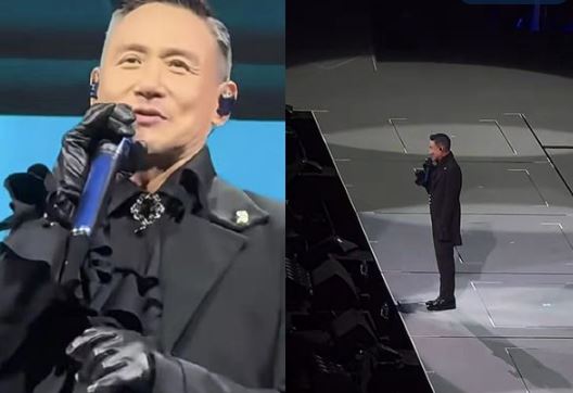 演出中，張學友嗓音多次失控，高音頻頻破音。（圖／翻攝自微博）