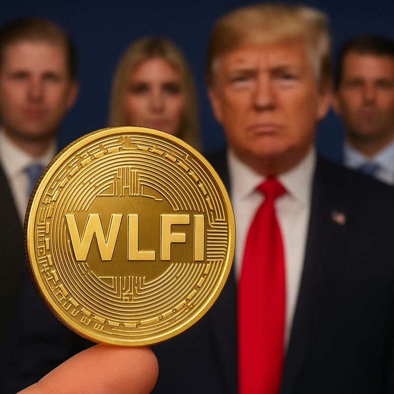 川普家族支持的 WLFI 代幣正式上線,開盤飆至0.35美元,成為幣圈新焦點。(圖/AI製圖)