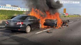 國1,彰化,員林,火燒車,車禍,燒死（圖／翻攝畫面）