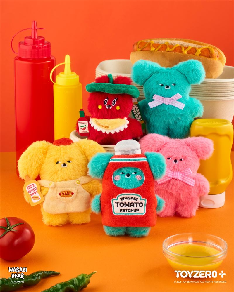 WASABI BEAR調味料系列毛絨掛件盲盒。（圖／品牌業者提供）