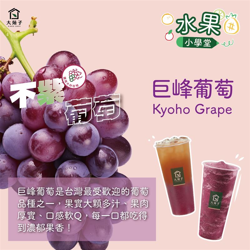 大苑子會員限定「巨峰葡萄(大杯) 2杯88元」(圖／大苑子提供)
