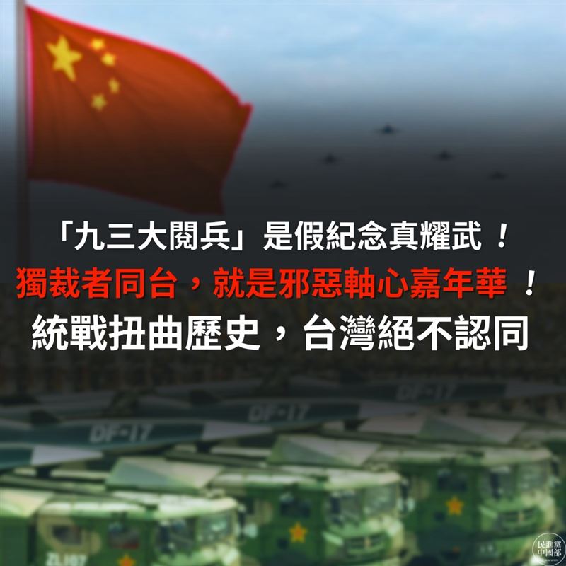民進黨中國部今（3）日批評中共九三大閱兵（圖/民進黨中國部提供）