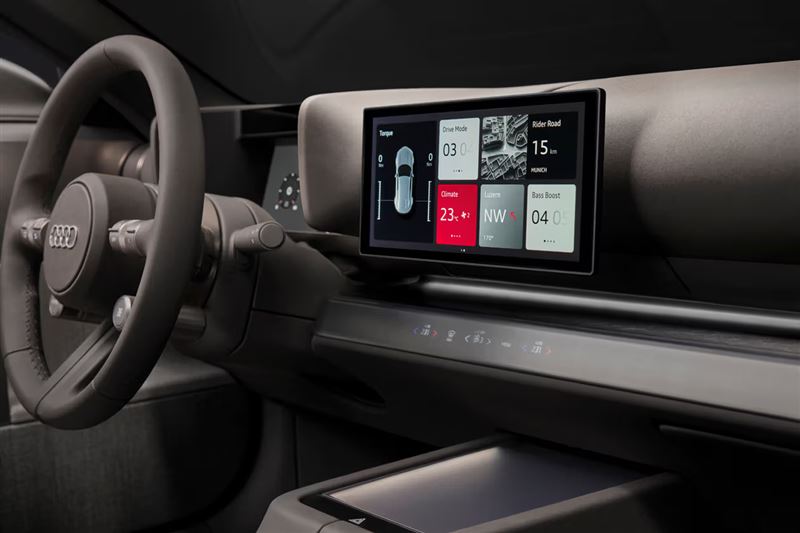 奧迪Concept C方向盤為實體按鍵。（翻攝AUDI網站）