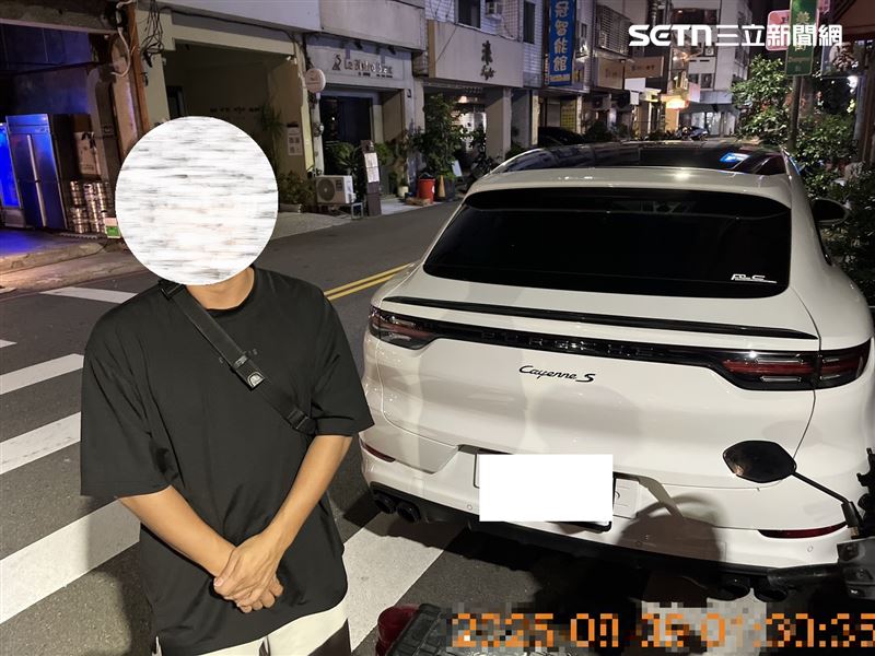 自小客車違停於行人穿越道。員警上前盤查，立刻聞到駕駛渾身酒氣。（圖／翻攝畫面）