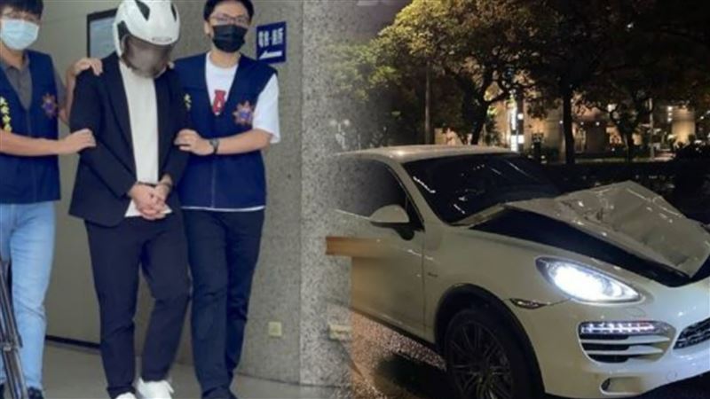 富商向詠強酒後無照駕駛保時捷凱燕(Cayenne)休旅車，在北市撞死美國聯合航空一名新加坡籍男空服員。（圖／翻攝畫面）