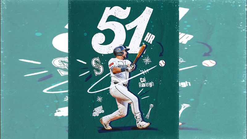 水手捕手洛利（Cal Raleigh）炸裂本季第51轟。（圖／翻攝自MLB推特）