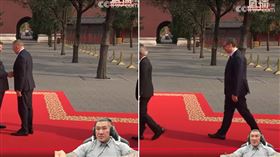 似乎是為避免擋到閱兵畫面，館長將自己直播的頭像縮小。（圖／翻攝自館長惡名昭彰YouTube）

