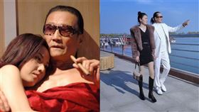 88歲謝賢跟一名辣妹在海邊約會的畫面遭瘋傳，被爆再有「第二春爺孫戀」。（圖／翻攝自微博、小紅書）