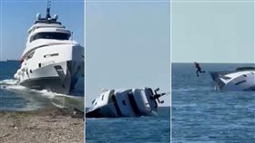 3000萬大船首次出航…15分鐘就沉了！船主崩潰跳海（圖／翻攝自X）