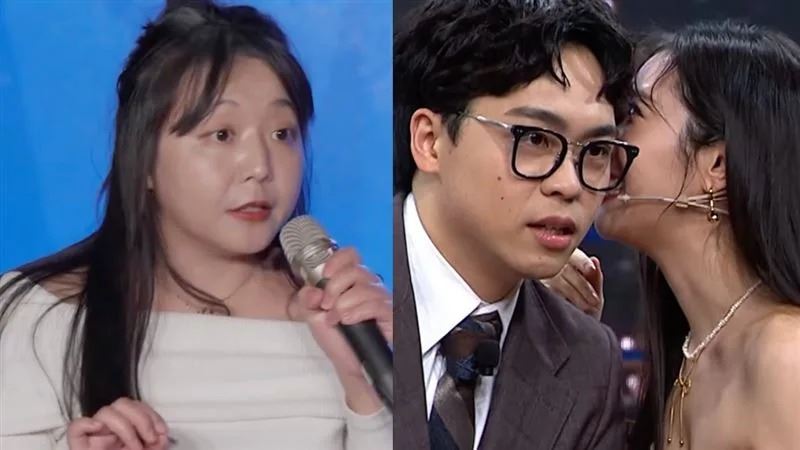 Albee被爆出跟脫口秀演員賀瓏熱戀（右圖），不過男方才跟前女友天殘（左圖）分手75天，被質疑是無縫接軌。（圖／翻攝自STR Network YouTube）