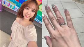 黃馨儀手指因為婚戒擠壓而腫脹。（圖／翻攝自黃馨儀臉書）