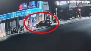 台中男酒駕撞銀行，肇事逃逸躲5小時落網。（圖／翻攝畫面）