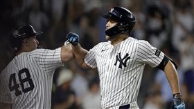 史坦頓（Giancarlo Stanton）陽春砲竟是洋基全場唯一得分。（圖／美聯社／達志影像）