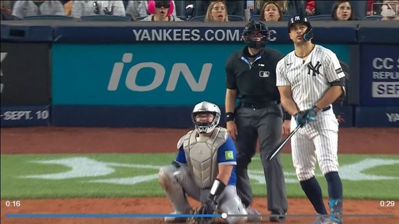 史坦頓（Giancarlo Stanton）陽春砲竟是洋基全場唯一得分。（圖／翻攝自MLB官網）