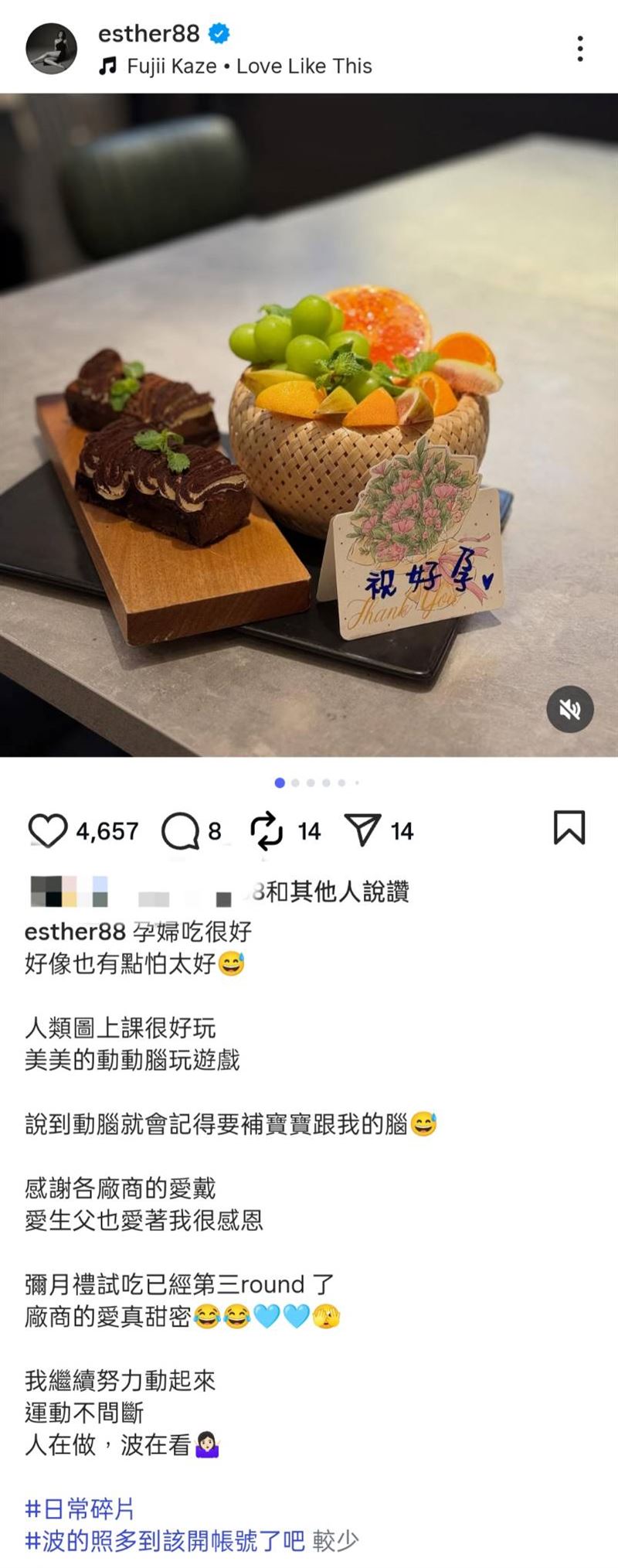 劉品言記錄孕婦生活。（圖／翻攝自劉品言IG）