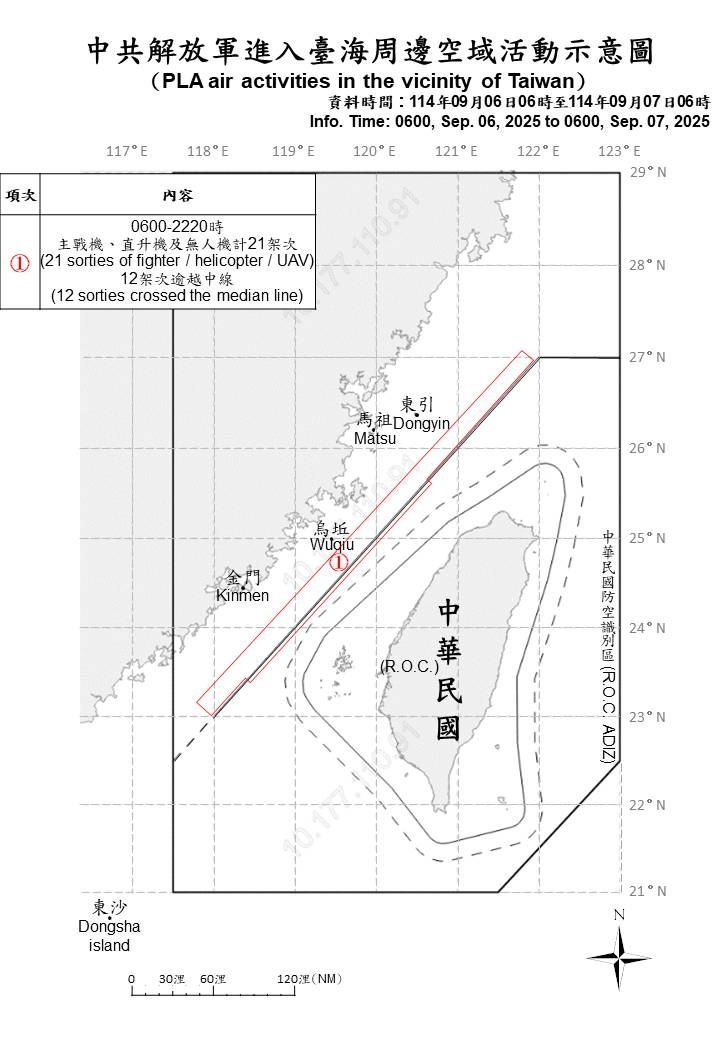 1140907_臺海周邊海、空域活動示意圖。（圖／翻攝畫面）
