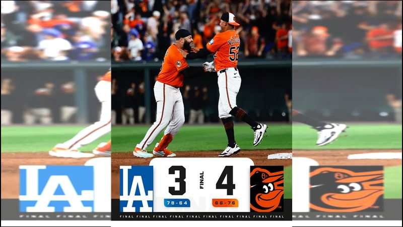 金鶯7日對道奇敲出再見安打。（圖／翻攝自MLB X）