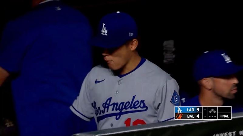 金鶯7日對道奇敲出再見安打。（圖／翻攝自Talkin&rsquo; Baseball X）