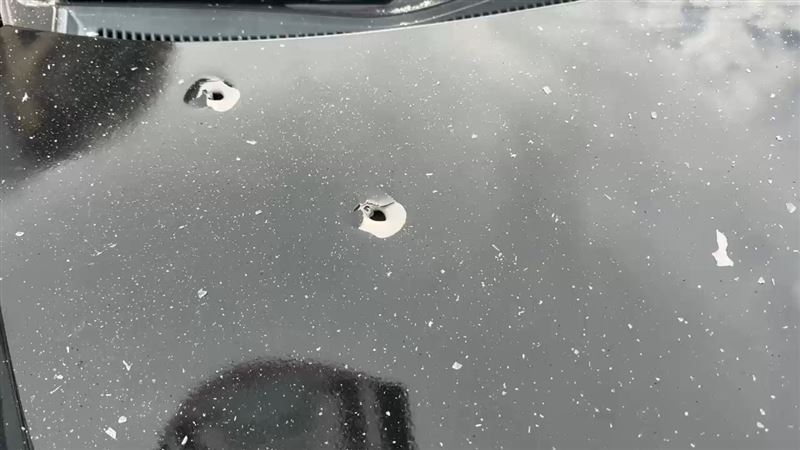 警方對引擎蓋開槍制止蔡男繼續衝撞。（圖／翻攝畫面）