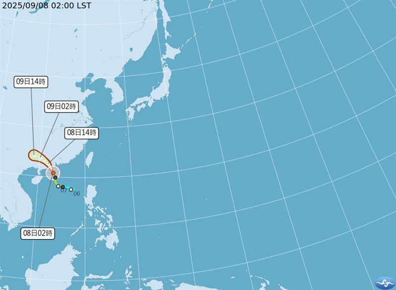 塔巴颱風最新路徑預測。(圖／中央氣象署)