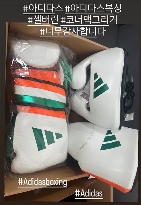 原本期待金鍾國婚後的第一則社群貼文會是甜蜜放閃，沒想到，PO出的限時動態卻是展示運動品牌送來的拳擊手套。（圖／翻攝金鍾國IG）