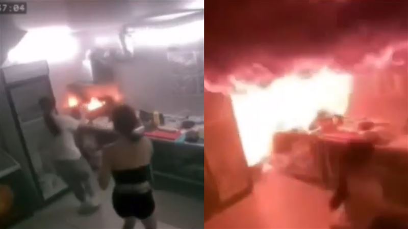 員工用水滅火！下秒燒更大…整家店被吞沒