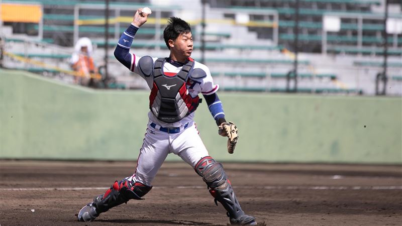 U18世界盃，台灣隊張育豪首次蹲捕。（圖／中華棒協提供）