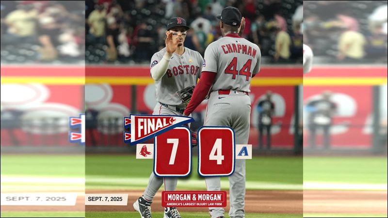 紅襪守護神查普曼（Aroldis Chapman）8日上演單局4K。（圖／翻攝自紅襪 X）