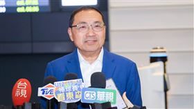 侯友宜率團自歐洲訪問結束返抵台灣在機場受訪。（圖／新北市府提供） 