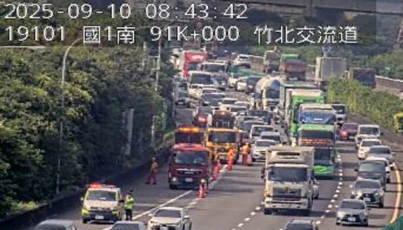 新／國1南下91K6車追撞　車流回堵5公里