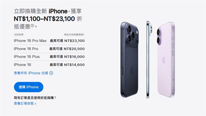 「Apple&nbsp;Trade&nbsp;In 換購方案」最新價格曝光。（圖／翻攝自Apple官網）