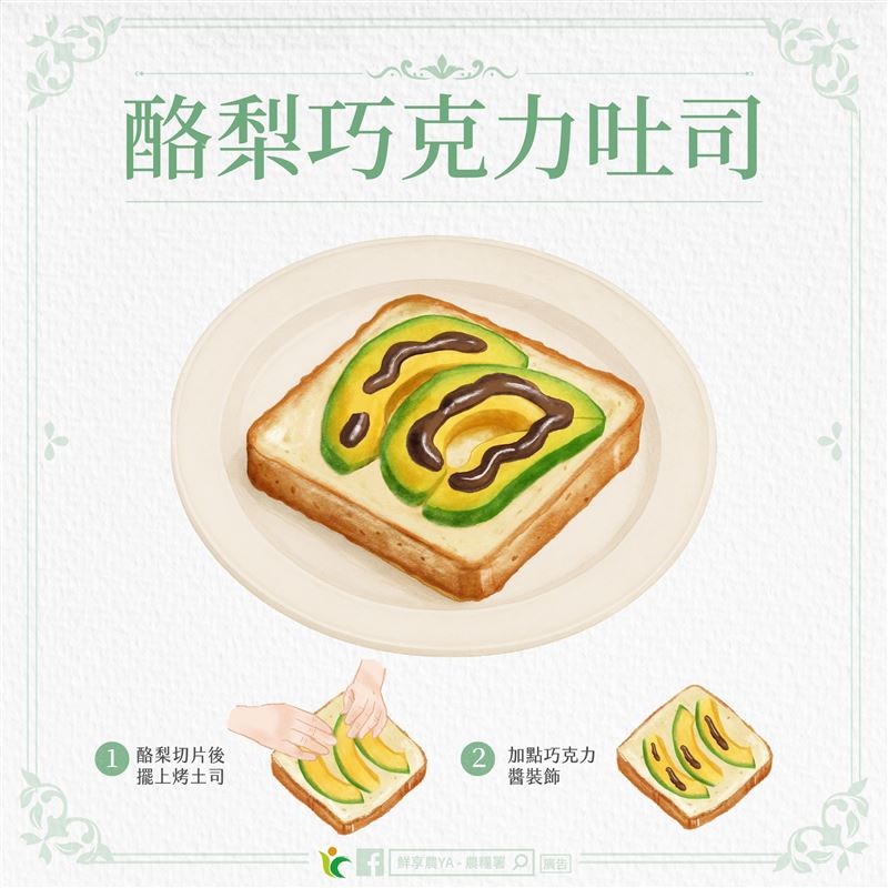 第三道是超簡單的「酪梨巧克力吐司」。（圖／翻攝截自農糧署臉書）