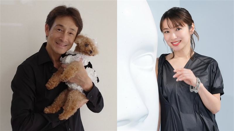 吉田榮作（左）與內山理名（右）分別在56歲及43歲升格新手爸媽。（圖／翻攝自吉田榮作、內山理名IG）