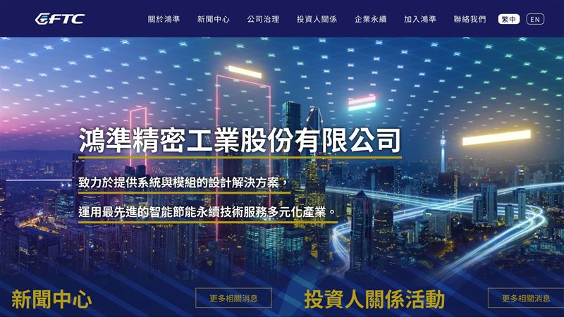 鴻準公告衍生性金融商品評價損失逾4.8鴻準公告衍生性金融商品評價損失逾4.8億元，強調對營運無重大影響；同時推動10億美元美國投資，聚焦智慧製造、AI與自動化，拓展散熱模組、無人機與醫療裝置，強化全球競爭力。（圖／翻攝自鴻準網站）