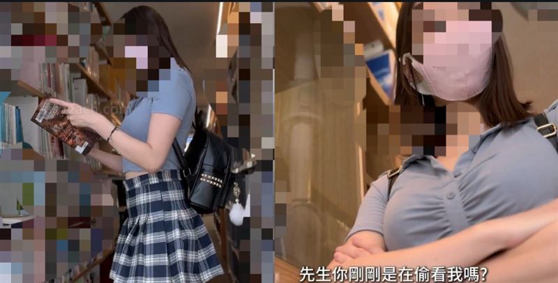 台灣臀后在高雄圖書總館取景拍攝謎片觸法。（圖／翻攝自X）