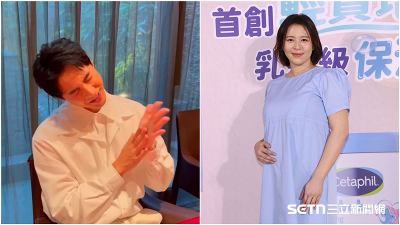 連晨翔（左）不小心暴雷和劉品言小孩性別，向媒體求饒不要曝光。（圖／記者鄭孟晃攝影）