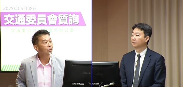 立委許智傑（圖左）於立院質詢時曾建議，交通部應於考照與回訓制度中，導入「實際駕駛情境測驗」。（圖／翻攝自立院國會頻道