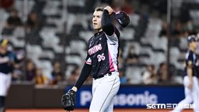 中職36年例行賽，樂天桃猿先發投手凱樂5局無失分退場。（圖／記者劉彥池攝影）