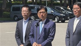 行政院邀請地方首長商討《財劃法》，高雄市長陳其邁會前發表談話。（圖／記者劉秀敏攝影）