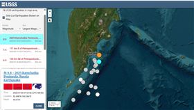 今早俄羅斯堪察加半島東部外海發生規模7.4地震為7月底8.8圖片描述。（圖／網友XXX授權提供，未經同意請勿轉載） 強震的餘震。（圖／地震專家郭鎧紋提供）