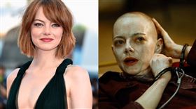 艾瑪史東為戲剃平頭，大膽嘗試新造型。（圖／翻攝自X）