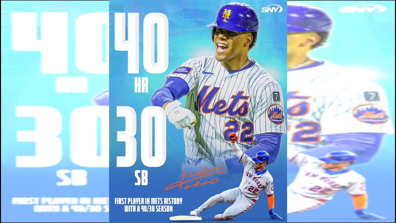 索托（Juan Soto）14日敲出本季第40轟。（圖／翻攝自SNY Mets X）