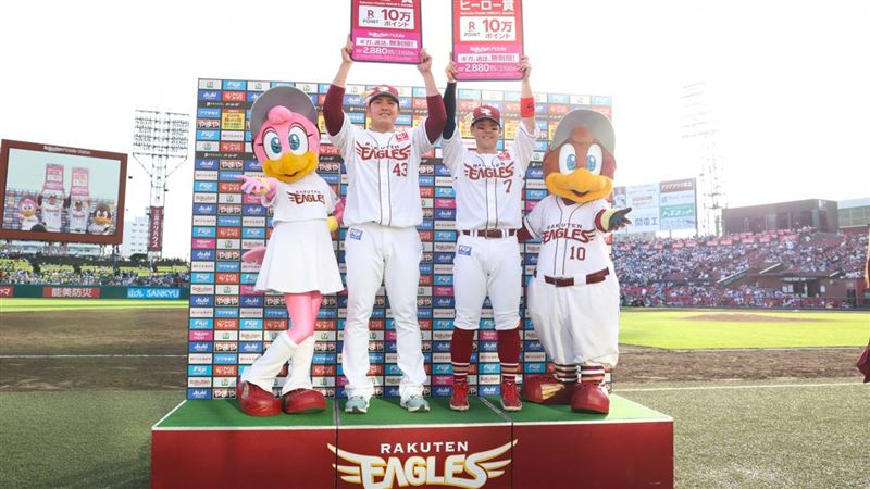 樂天金鷲隊台灣投手宋家豪，拿下本季首勝。（圖／翻攝自X平台 @Rakuten__Eagles）