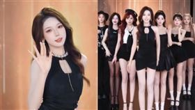 中國女團直播「上車舞」，其中C位的「楓葉姊姊」完美的舞蹈動作、身材比例爆紅。（圖／翻攝自抖音）
