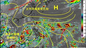 太平洋高壓脊往北抬，同時南邊的東風波動經過菲律賓進入南海後逐漸跟西南季風結合，新一輪的季風低壓槽正在建立。（圖／吳聖宇臉書）