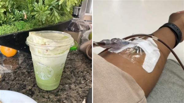 一名美國女子分享，過去的她很愛抹茶，每週都要來兩杯抹茶拿鐵，結果因此住院。（圖／翻攝自抖音@lynnshazeen）